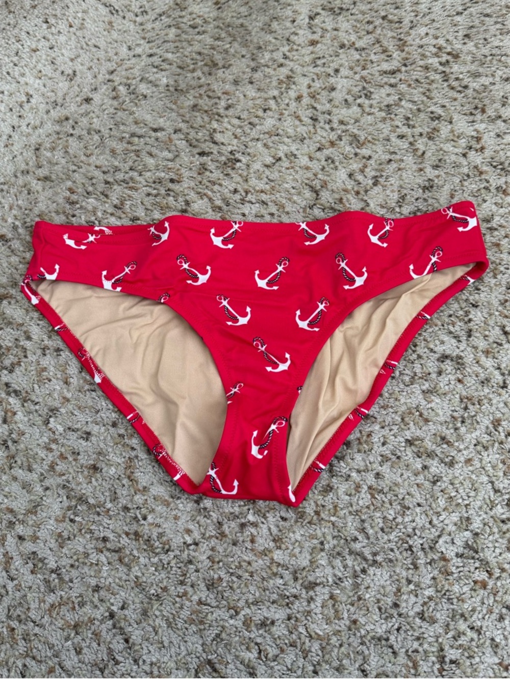 J. Crew Red Trim Bikini Bottom with Nude Body